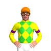 YELLOW, LIME GREEN DIAMOND CHECKS, PURPLE ARMBAND, Orange cap