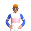 WHITE, LIGHT PINK BAND, ROYAL BLUE SLEEVES, LIGHT PINK ARMBANDS, Orange cap