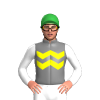GREY, YELLOW TWO ZIGZAG CHEVRON, WHITE SLEEVES, Green cap