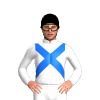 WHITE,BLUE CROSSED SASHES, Black cap