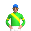 LIME GREEN, YELLOW RIGHT SASH, ARMBAND, Blue cap