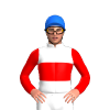 WHITE, RED BAND, SLEEVES, Blue cap