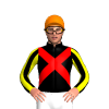 BLACK, RED CROSSED SASHES, BLACK SLEEVES, YELLOW STRIPES, Orange cap