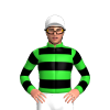LIME GREEN, BLACK HOOPS, LIME GREEN SLEEVES, BLACK HOOPS, White cap