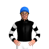 BLACK, WHITE HOOPS SLEEVES, Blue cap