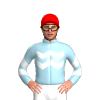 LIGHT BLUE, WHITE TWO ZIGZAG CHEVRON, LIGHT BLUE SLEEVES,WHITE TWO CHEVRONS, Red cap