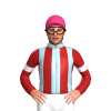 LIGHT BLUE, FIREBRICK STRIPES, SLEEVES, WHITE ARMBANDS, Pink cap