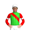 LIME GREEN, RED RIGHT SASH, RED SLEEVES, WHITE ARMBANDS, White cap