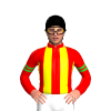 RED,YELLOW STRIPES,RED SLEEVES, LIME GREEN DOUBLE ARMBANDS, Black cap