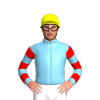SKY BLUE, RED HOOPS SLEEVES, Yellow cap