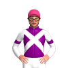 PURPLE , WHITE CROSSED SASHES, WHITE SLEEVES, PURPLE ARMBANDS, Pink cap