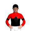 RED, BLACK HALVES, BLACK DIAMOND BAND, RED SLEEVES, BLACK ARMBAND, Black cap