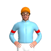 SKY BLUE, RED SIX SPOTS, ARMBANDS, Orange cap