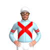 LIGHT BLUE,RED CROSSED SASH,LIGHT BLUE SLEVES,RED DOUBLE ARMBANDS, White cap
