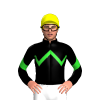 BLACK, LIME GREEN ZIGZAG CHEVRON, BLACK SLEEVES, LIME GREEN CHEVRON, Yellow cap