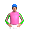 HOT PINK, LIME STRIPED SLEEVES, Blue cap