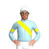 LIGHT BLUE,YELLOW RIGHT SASH,ARM BAND, White cap