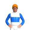 WHITE,BLUE BAND,SLEEVES, Orange cap