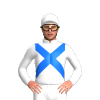WHITE,BLUE CROSSED SASHES, White cap