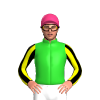 LIME GREEN, RED FIVE STARS, YELLOW SLEEVES, BLACK STRIPES, Pink cap