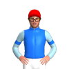 BLUE,LIGHT BLUE FIVE STARS,SLEEVES,BLUE ARMBANDS, Red cap