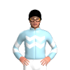 LIGHT BLUE, WHITE TWO ZIGZAG CHEVRON, LIGHT BLUE SLEEVES,WHITE TWO CHEVRONS, Black cap