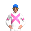 WHITE,HOT PINK CROSSED SASH, ARMBANDS, Blue cap