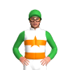 White, Orange Star, Green Sleeves, Orange Bands, Green Cap