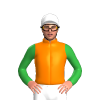 Orange, Green Sleeves, White Cap