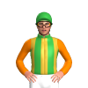 Green And Gold Stripes, Orange Sleeves
