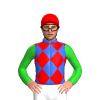 Royal Blue, Red Diamonds, Lime Green Sleeves, Red Cap