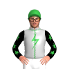 Silver, Fluorescent Green Lightning Bolt And Seams, Black Sleeves, Fluorescent Green Stars And Cap