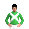 Green, White Crossed Sashes, Black Cap