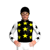 Black, Yellow Stars, White And Black Star Sleeves, White Pom Pom