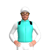Turquoise, Black Epaulettes, White Sleeves With Black Filled Vs, White Cap