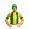 Gold, Dark Green Braces and Armbands, Lime Green Cap