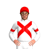 White, Red Crossed Sashes, Armbands And Cap