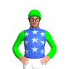 Royal Blue, Light Blue Stars, Lime Sleeves And Cap