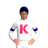 White, Cerise K, Dark Blue Armbands, Quartered Cap
