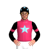 Cerise, Sky Blue Star, Black Sleeves, Cerise Armbands, Black Cap, Sky Blue Stars