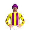 Yellow, Purple Stripes, Stars On Sleeves, Star On Cap And Pom Pom