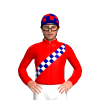 Red, Dark Blue And White Checked Sash, Checked Sleeves And Cap
