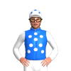 Blue, White Spots, White Sleeves And Cap, Blue Spots
