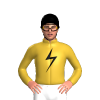 Gold, Black Lightning Bolt, Black Cap