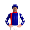 Red, White And Navy Blue Vertical Thirds, Navy Blue And White Stars Sleeves And Cap