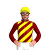 Maroon, Yellow Diagonal Stripes, Maroon Sleeves, Yellow Cap