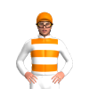White, Orange Hoops And Cap