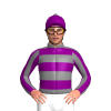 Grey, Purple Hoops, Striped Sleeves, Purple Cap, Grey Pom Pom
