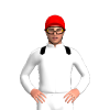 White, Black Epaulettes, Red Cap