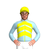 Light Blue, Yellow Chevrons, Seams And Cap